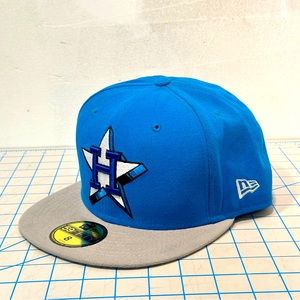 RARE Style Men's New Era Houston Astros 59FIFTY Fitted Hat Royal Blue Gray Sz 8